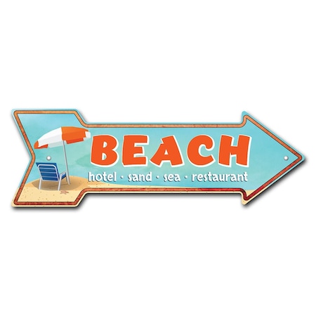 Beach Arrow Sign Funny Home Decor 18in Wide